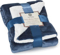 Genteele Sherpa Throw Blanket Super Soft Reversible Ultra Luxurious Plush Blanket, 40 x 50 inches, Navy/White