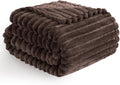Vessia Flannel Fleece Throw Blanket for Couch,Sofa,Bed, 300GSM Striped Brown Throw Blanket for Adults and Kids, Super Soft Warm Cozy Lightweight Home Decor for All-Season(50x70inch)