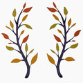 Yuzhuo 2 Pieces Metal Tree Leaf Wall Decor Branch Leaf Wall Art for Home Bedroom Living Room Iron Scroll Above The Bed Decorations (Yellow Orange, L)