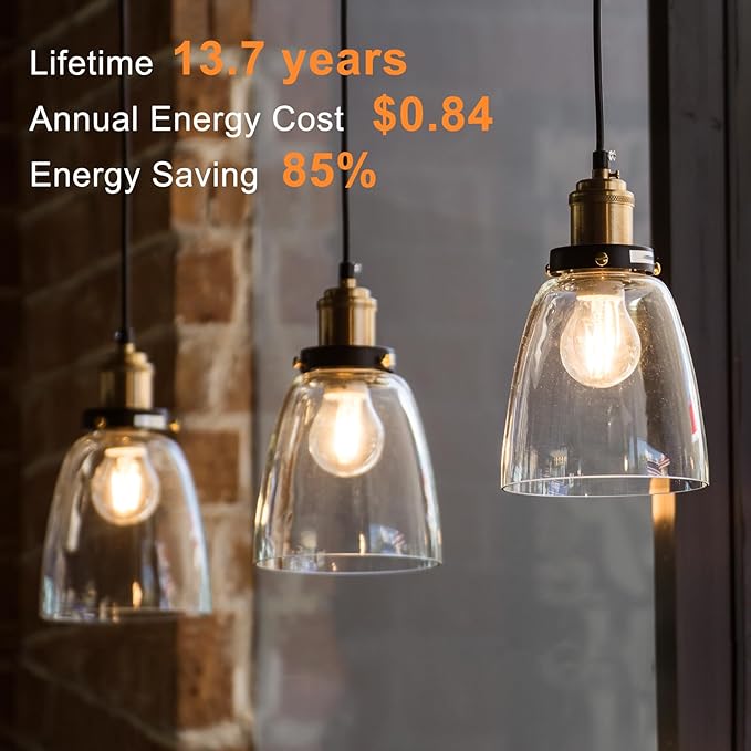 TJOY 6 Pack A19 Vintage LED Edison Bulbs, Dimmable, 60W Equivalent, High Brightness 3000K Soft Warm White, 8W E26 Standard Base, 800 Lumens, CRI80+, Clear Glass Filament Bulb for Home, Farmhouse