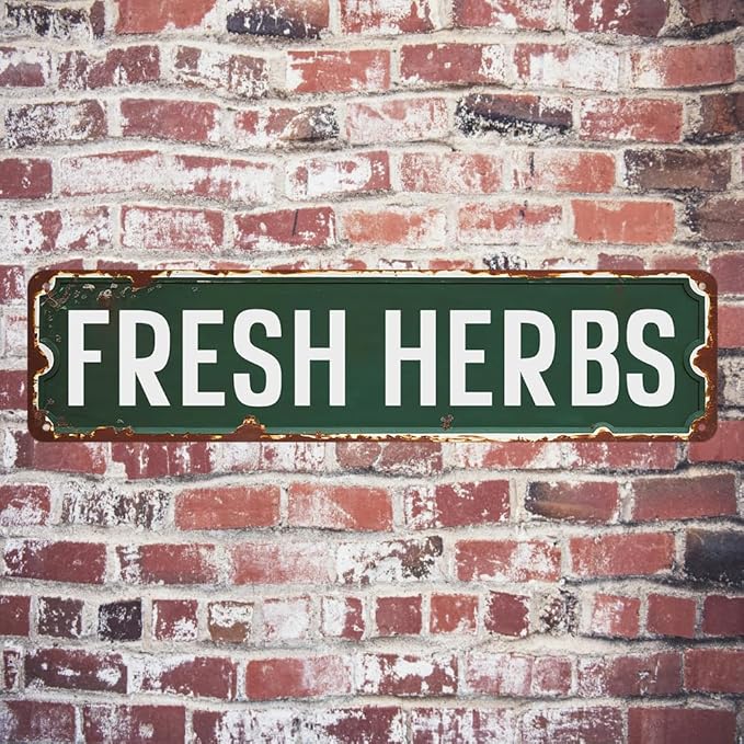 Fresh Herbs Sign Herb Garden Signs Vintage Tin Metal Signs For Home Kitchen Garden Farmhouse Wall Decor 16x4 Inches