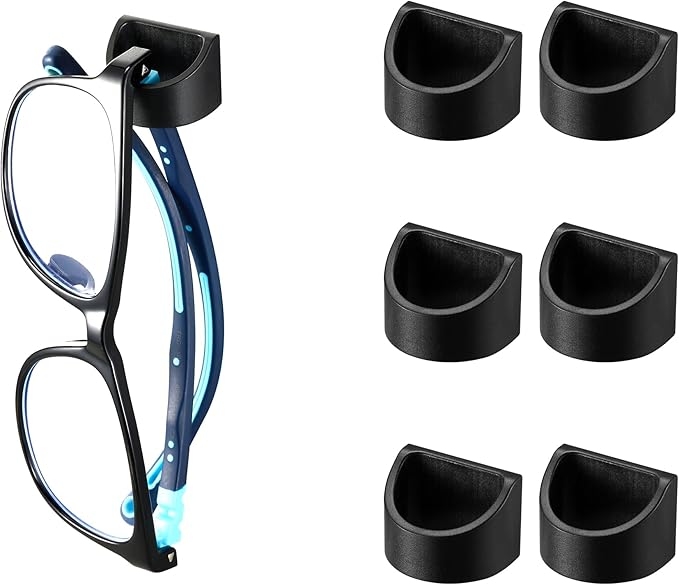 Sunglass Organizer 6 Pack, Glasses Holder & Eyeglass Holder for Eyewear, Sunglasses, Reading Glasses. Sunglass Holder for Home, Office, Car, Driver, Workshop. Glasses Accessories (Black)