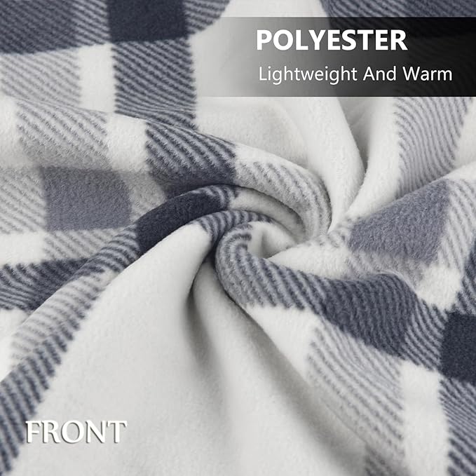 forestfish Fleece Wearable Blanket Oversized, Comfy Lightweight Lap Blanket Poncho Throw with Buttons, 63“x 55”(White)