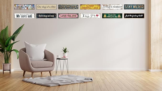 Hakuna Matata Metal Sign 4x16in Retro Tropical Plaque for Bedroom Bathroom Positive Vibes Decor