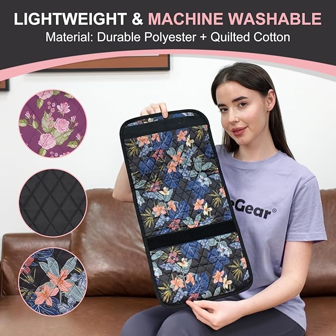supregear Walker Bag, Universal Seniors Caddy Organizer with Multiple Pockets, Lightweight Accessories for Elderly, Rollators, Wheelchairs and Bedside Rails, Easy to Use Storage Pouch, Floral Purple