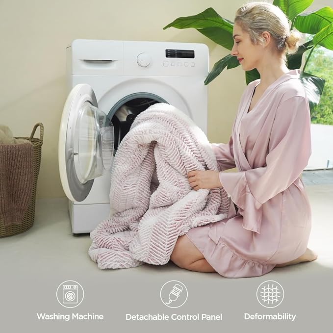 Heated Blanket Electric Blanket 50" x 60" - Cozy Soft Heated Throw with 5 Heating Levels & 3 Hours Auto Off,Machine Washable,ETL & FCC Certification(Frosty Pink)