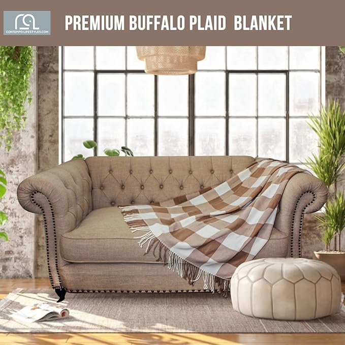 Blankets - Buffalo Plaid Throw Blanket - Decorative Classic Blanket - Comfortable and Ultra-Soft - Lightweight & Indoor Outdoor Blanket - Ideal for Living Room, Couch, Travelling All Seasons