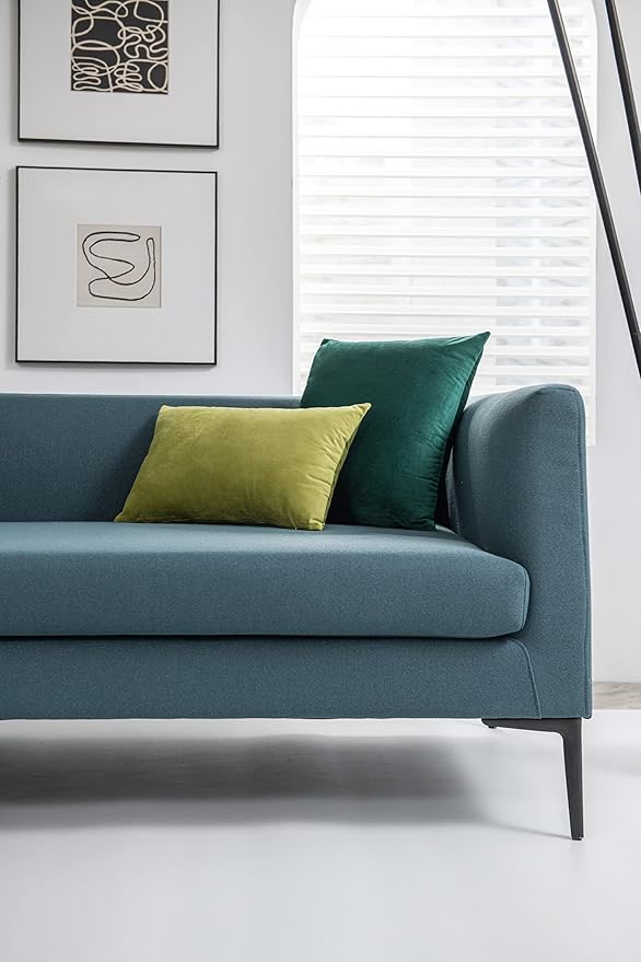 DEZENE Euro Sham Covers 24x24 Green: Pack of 2 Cozy Soft Velvet Square Modern Luxury Decorative Throw Pillow Cases for Sofa Couch Living Room Bed Home Decor Christmas