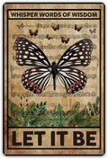QIONGQI Let It Be The Beatles Metal Tin Sign Wall Decor Retro Whisper Words of Wisdom Butterflies Art Signs for Home Decor Gifts