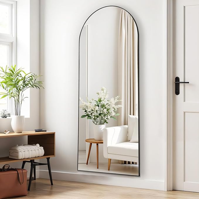 Mirror Full Length, Upgraded Body Wall Mirrors with Shatter-Proof Glass, Floor Standing, Hanging or Leaning, Tall Mirror with Stand Aluminum Alloy Frame for Bedroom Cloakroom