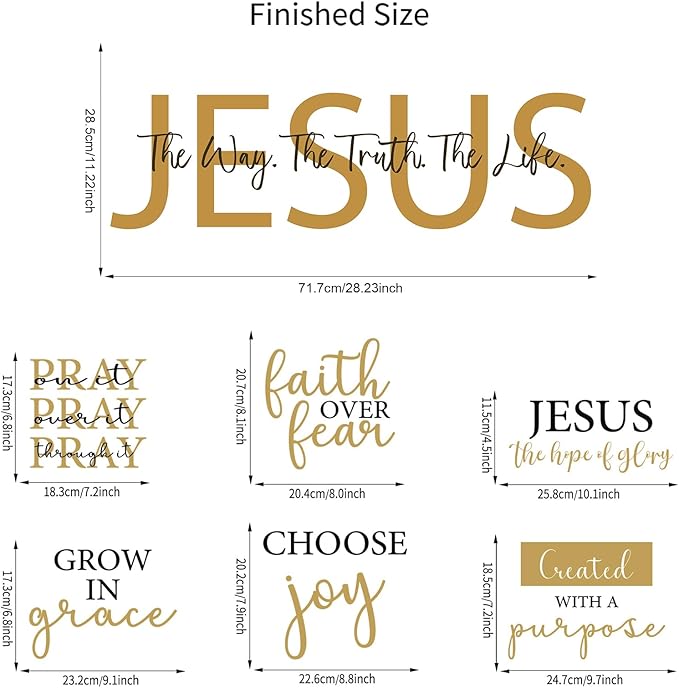 BBTO Bible Verse Wall Stickers Inspirational Quote Wall Decals Religious Motivational Scripture Sticker Peel and Stick for Bedroom Living Room Office Bathroom(Faith Over Fear)
