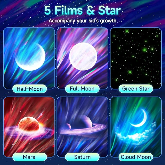 Northern Galaxy Light Projector, 300+Modes & 5 Films Star Projector, 15 White Noise & Bluetooth Moon Galaxy Projector, Teen Girl Gifts Trendy Stuff, Gifts Star Lights for Ceiling, Bedroom Decor