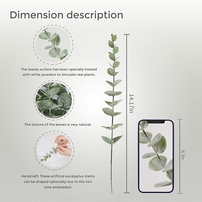18pcs Eucalyptus Stems Artificial Eucalyptus Leaves Stems Artificial Fake Flowers for Home Office Flowers Bouquet Centerpiece Wedding Decoration Christmas Decor 2025