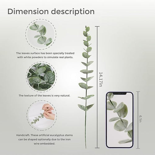 18pcs Eucalyptus Stems Artificial Eucalyptus Leaves Stems Artificial Fake Flowers for Home Office Flowers Bouquet Centerpiece Wedding Decoration Christmas Decor 2025