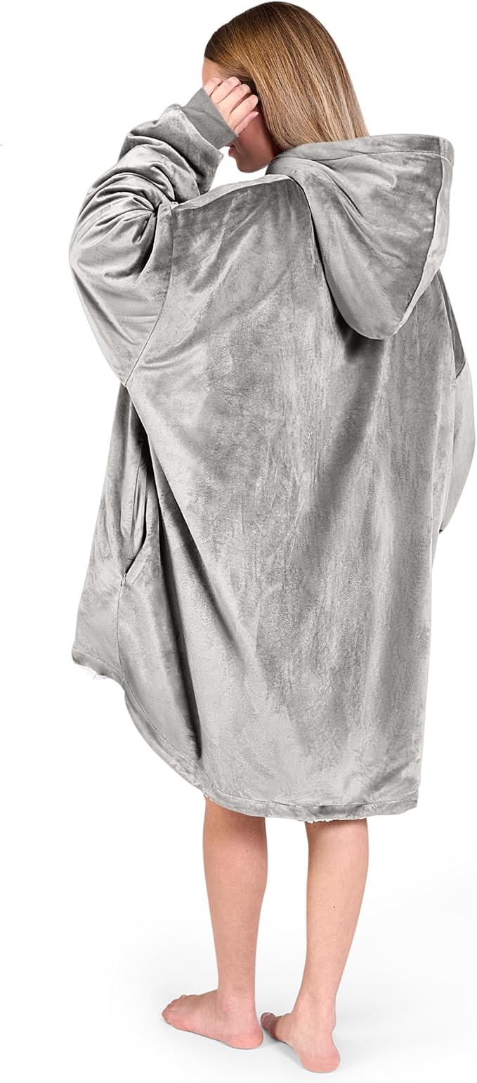 Bare Home Wearable Blanket Hoodie - Soft Plush Sherpa - Warm and Cozy - Oversized Wearable Blanket - Adult & Kid Sizes