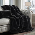EVERGRACEHOME Luxury Soft Faux Chinchilla Fur Throw Blanket for Couch, Warm Thick Heavy Winter Throw Blanket 1220GSM for Bed, Fluffy Cozy Mink Blanket with Reversible Velvet, Black Noir Mink, 50"x60"