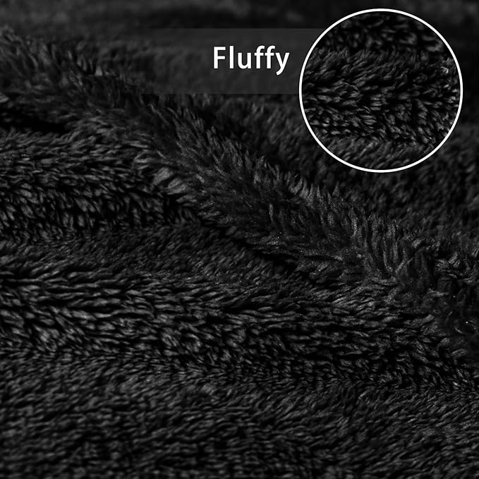 Exclusivo Mezcla King Size Blanket for Bed, Super Soft Velvet Plush Fleece Blankets, Fuzzy Cozy and Warm for Winter, 90x104 Inches, Black