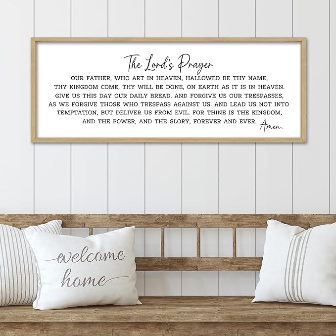 The Lords Our Father Prayer Wall Decor Bible Verse Sign 40"×15" Christian Scripture Large Wood Framed Do It Anyway Wall Hanging Art (Wood)