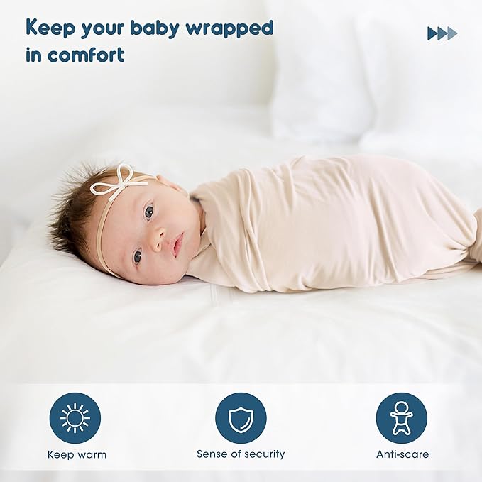 GRSSDER 2 Pack Newborn Swaddle Blanket, Ultra Soft Stretchy Jersey Knit Extra Large Size 33 x 44 Receiving Blankets for Easy Swaddling Baby Snug and Cozy