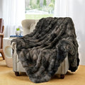Wajade Fluffy Faux Fur Throw Blanket for Couch Bed 50x60, Luxury Soft Thick Fuzzy Plush Bubble Blanket, Warm Cozy Blanket for Sofa Chair, Tie-dye Dark Grey
