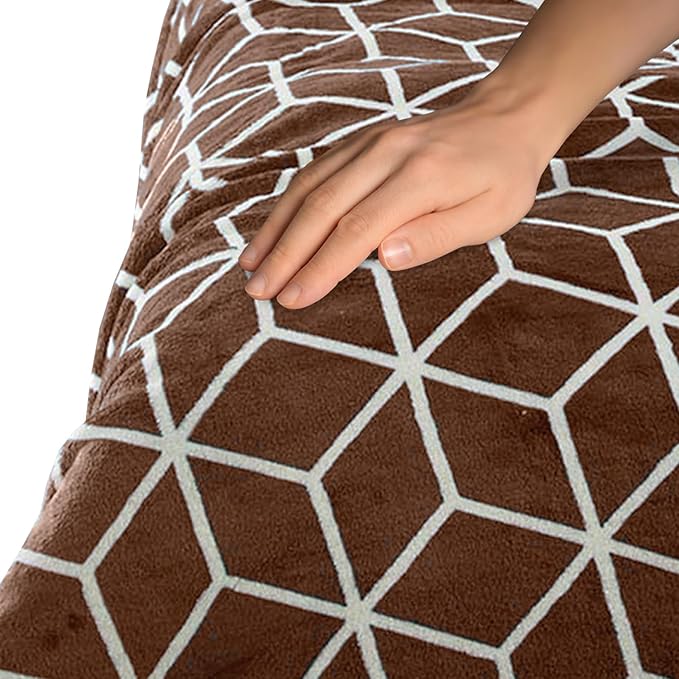 Elegant Comfort Luxury Velvety-Soft Coral Flannel Blanket Micro-Velour Ultra-Softness Fuzzy Plush, Twin/Twin XL, Chocolate Brown