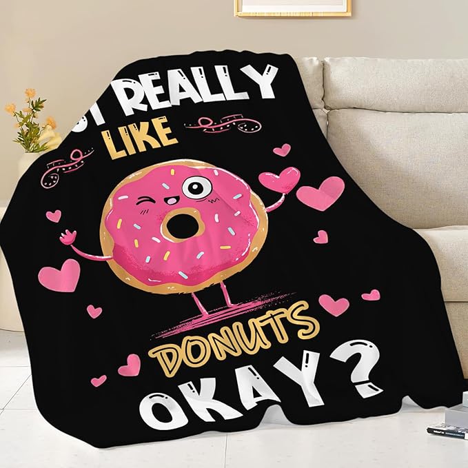 Donut Blanket for Girls Women Boys Men Adults Kids Soft Cozy Fleece Dessert Cake Throw Blankets Lovers Gifts Warm Flannel Plush Lightweight Decor for Couch Bed Sofa 50"X40"