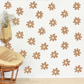 BBTO Daisy Wall Decal Flower Vinyl Wall Decals Daisy Stickers Floral Decals Peel and Stick for Nursery Art Bedroom Living Room(Simple Style,Brown)