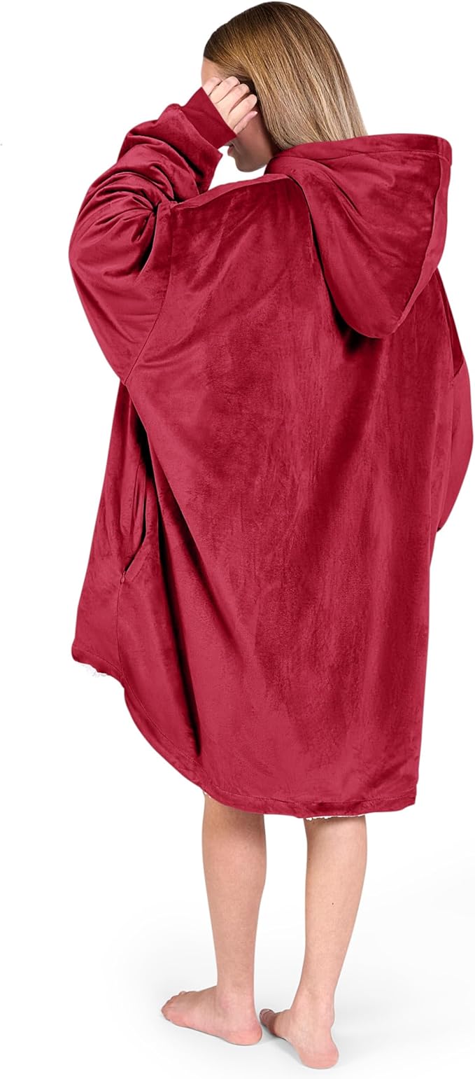 Bare Home Wearable Blanket Hoodie - Soft Plush Sherpa - Warm and Cozy - Oversized Wearable Blanket - Adult & Kid Sizes