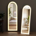 NEWBULIG Arched Full Length Mirror with Stand 16"×60", LED Light Floor Standing with 3 Color Lighting for Bedroom Body Hanging Modern Simple Home Decor Wall Living Room Cloakroom