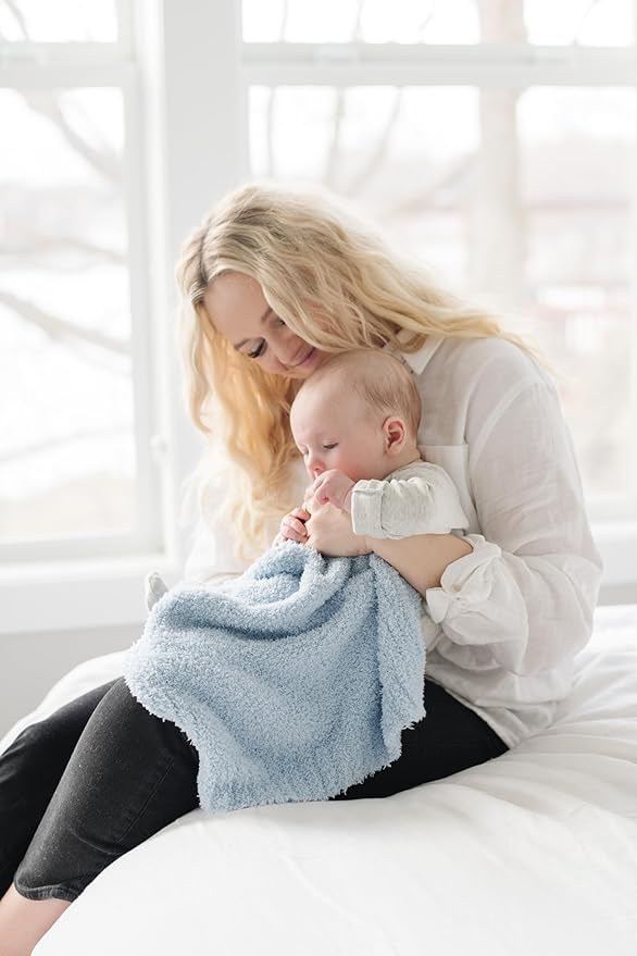 SARANONI Bamboni Baby Blanket | Luxury Plush Super Soft Blanket | Breathable Comfort Infant Baby Blankets for Boys & Girls | Light Blue, Mini - 15” x 20”