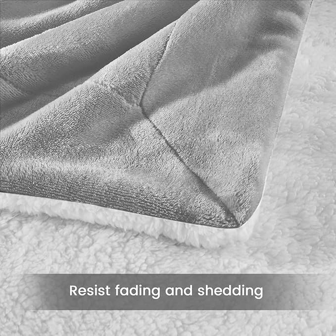 MOONLIGHT20015 Sherpa Fleece Twin Blanket - (Light Grey, 60X80 Inches) Warm and Fluffy Blankets for Winter - Reversible Thick and Cozy Twin Size Blankets for Bed, Camping and Travel