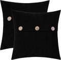 HWY 50 Black Chenille Throw Pillow Covers 20x20 Inch with Triple Buttons, Soft Farmhouse Accent Decorative Cushion Cases for Couch Sofa Bed Living Room Pack of 2