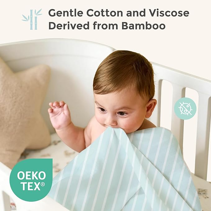 Momcozy Muslin Swaddle Blankets, 4-Pack Breathable and Skin-Friendly Receiving Blankets, Best Wishes Swaddle Blanket Shower Gifts & Baby Registry Essentials, Large 47"x47", Fruits Party