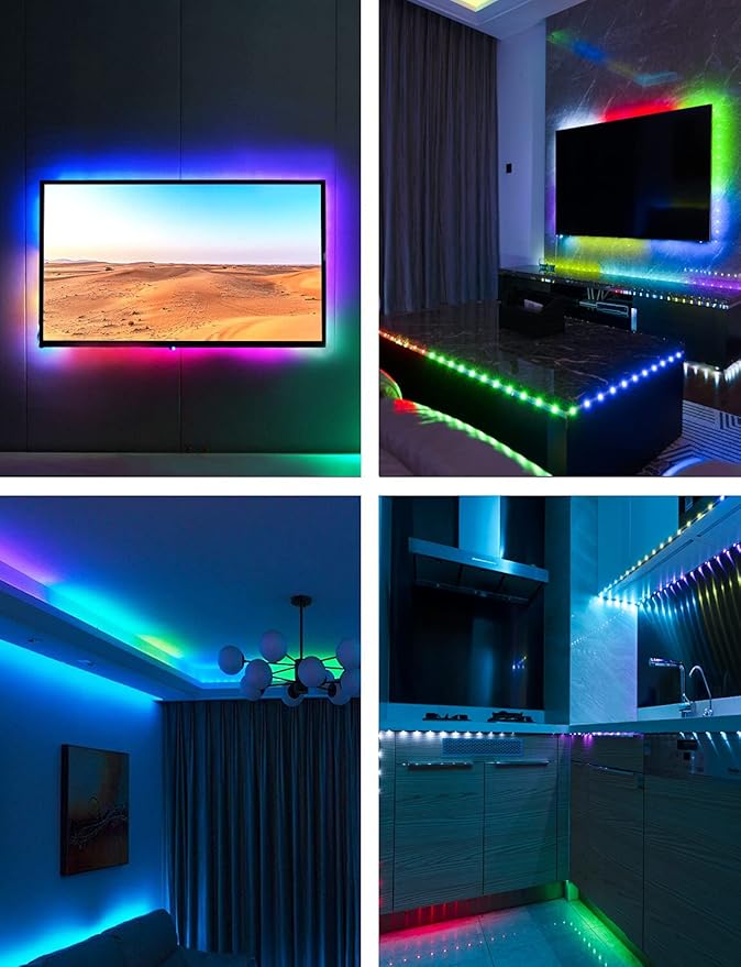 Daymeet LED Lights for TV, 9.8FT RGBICW TV LED Backlight for 32-43 inch TVs, USB Strip Lights Behind TV, Color Changing Sync with Music, Bluetooth App Controlled Led Lights for Bedroom Home Decor