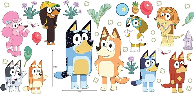 RoomMates Bluey Family and Friends Peel and Stick Wall Decals, RMK5457SCS