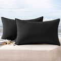 MIULEE Pack of 2 Decorative Outdoor Waterproof Pillow Covers Rectangular Garden Cushion Sham Throw Pillowcase Summer Shell for Spring Patio Tent Couch 12x20 Inch Black