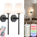 Battery Operated Wall Sconces Set Of 2, Wireless Battery Wall Light With 10000mAh RGB Rechargeable Magnetic Bulb, Rechargeable Wall Sconce With Remote Control For Bedroom, No Electrician Required