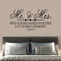 Bible Verse Wall Decals for Bedroom: Love Couples Quotes Wall Stickers - Women Positive Marriage Home Vinyl Art - Mr and Mrs What God Has Joined Together Let Mark 36.2"X19" X-Large