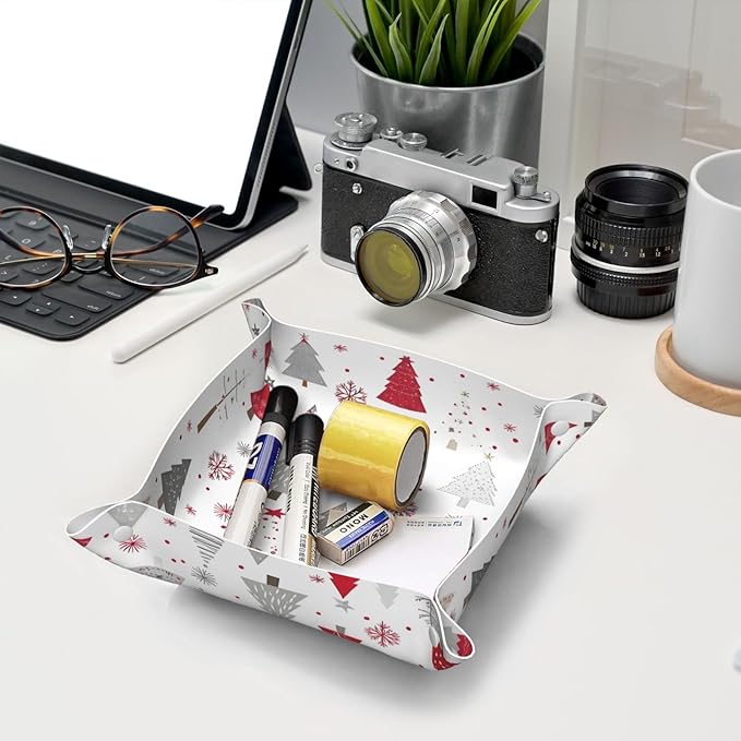 Tray Leather Valet Tray Winter Tree Catchall Trays Key Organizer Night Stand Organizer Bedside Vanity Trays Decor for Entryway Table