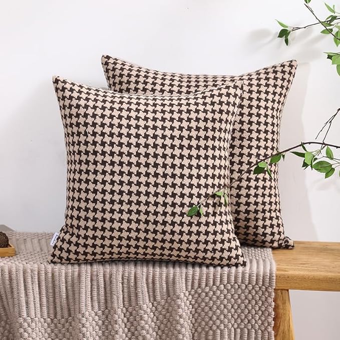 The Perfect Combination of AMAROTI Coffee Color and Gray, Exquisite Windmill Texture Pattern, 20X20 inch Farmhouse Living Room Sofa More Upscale Enjoy Jacquard Craft and Velvet Texture Fabric
