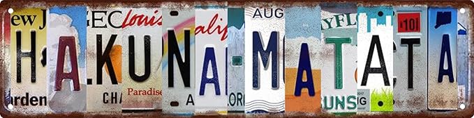 Hakuna Matata Metal Sign 4x16in Retro Tropical Plaque for Bedroom Bathroom Positive Vibes Decor