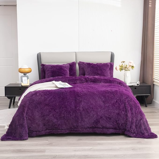 YUSOKI Faux Fur King Blanket(Purple,90" x 104"),Whithout Pillows,Winter Lightweight Plush Fuzzy Soft Cozy Microfiber Comfy Bed Blanket for Women Kids Girls Couch Sofa Washable