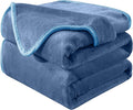 Soft Queen Size Blanket for All Season Warm Fuzzy Microplush Lightweight Thermal Fleece Summer Autumn Fall Winter Spring Blankets for Queen Full Bed Couch Sofa,90x90 Inches,Washed Blue