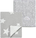 CREVENT 2Pcs 30''X40'' Cute Cozy Fluffy Warm Baby Blankets for Infants Toddlers' Bedding Crib Cot Stroller - Grey Cloud + Knit Grey