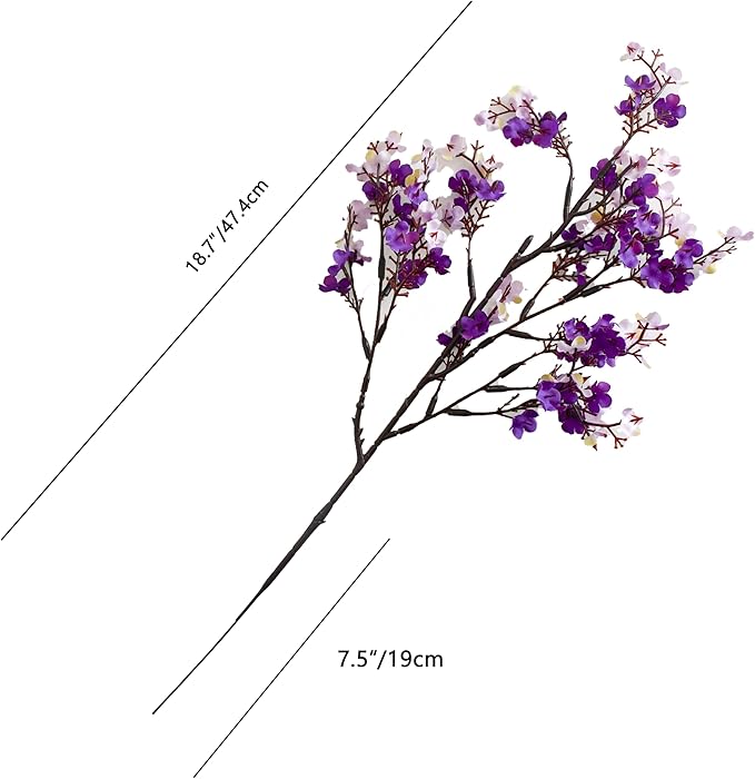 Mandy's Shades of Purple Artificial Baby’s Breath Flowers 6 Bundles Silk Gypsophila, 18.5 Inch European Style Modern Home Decor Centerpiece, Neutral Wedding Flower Arrangements