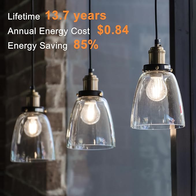 TJOY 12 Pack A19 Vintage LED Edison Bulbs, Dimmable, 60W Equivalent, High Brightness 4000K Natural White, 8W E26 Standard Base, 800 Lumens, CRI80+, Clear Glass Filament Bulb for Home, Farmhouse