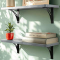 Reinforced Steel Bracket Grey Wall Shelves - Easy to Install, Template and Video Included - Grey Shelf for Wall, Gray Shelf for Bathroom