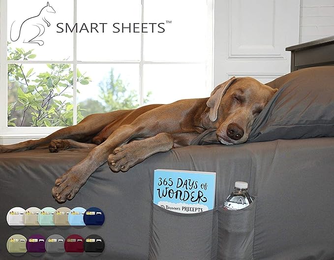 Swift Home Smart Sheets, Ultra Soft Brushed Microfiber 4-Piece Sheet Set, Fitted Bed Sheet with Side Storage Pockets – Navy, Queen
