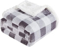 Touchat Sherpa Plaid Twin Blanket 60" X 70", Fuzzy Fluffy Soft Cozy Throw Blanket, Twin Size Plush Fleece Flannel Plush Microfiber Blanket for Couch Bed Sofa (Grey)