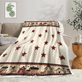 JAWO Rustic Country Throw Blankets, Primitive Barn Star Cozy Warm Bed Couch Blanket, Christmas Farmhouse Theme Fleece Flannel Throws to Decorate The Room and Bedroom 60X70IN